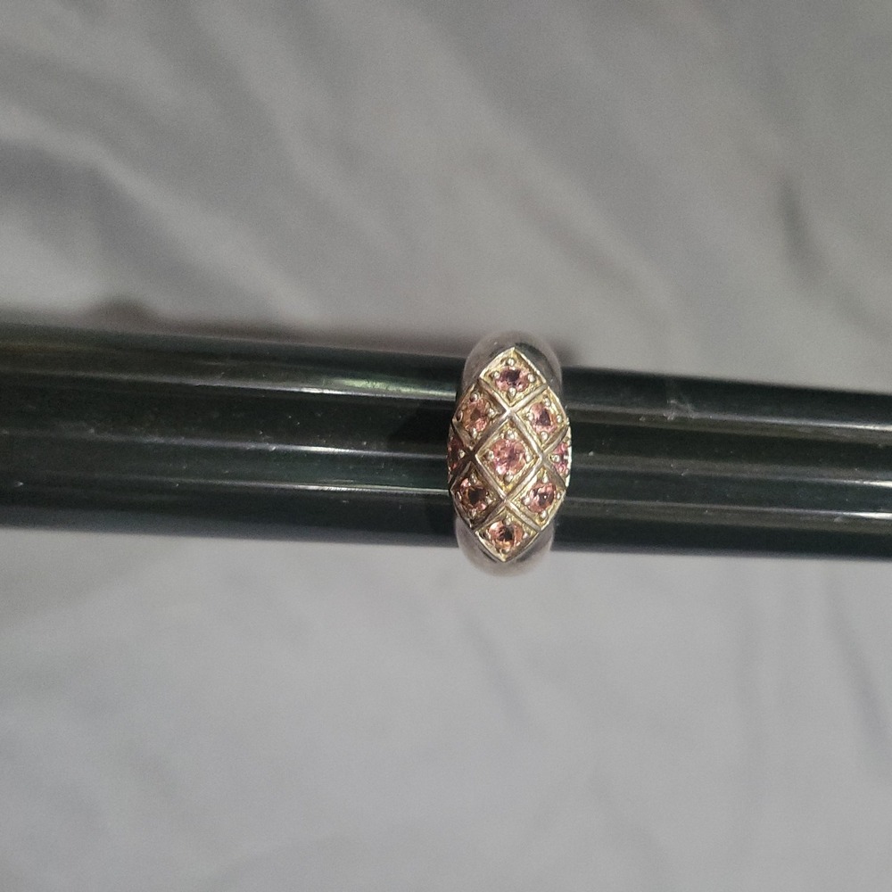 Vintage Estate Sterling Silver 925 Pink Topaz Pave Ring Size 8.5 - Picture 4 of 9